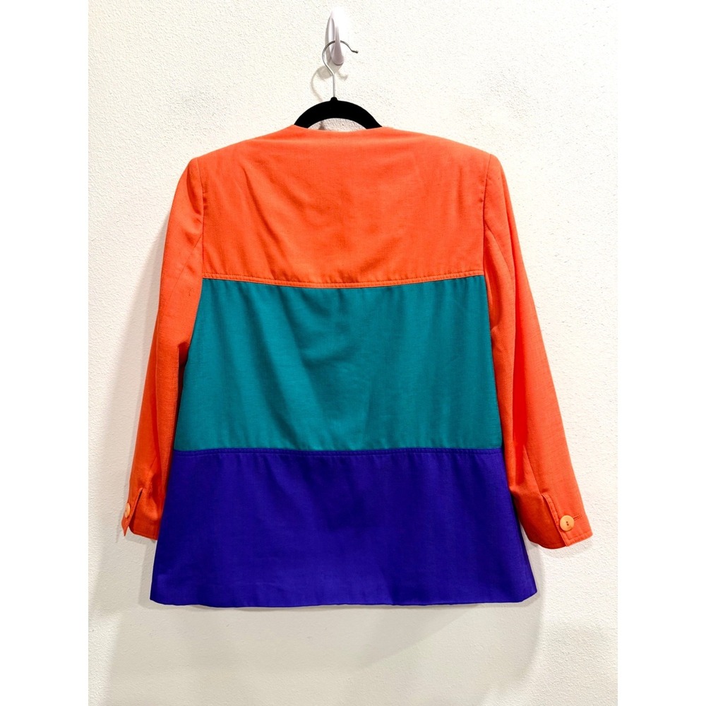 VTG Patchington Neon 80's Colorblock Blazer Jacket Size 6 Shoulder Pads Artsy - Picture 3 of 7